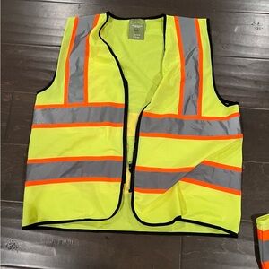 Reflective Neon Safety Vest with Reflective Stripes with Zipper